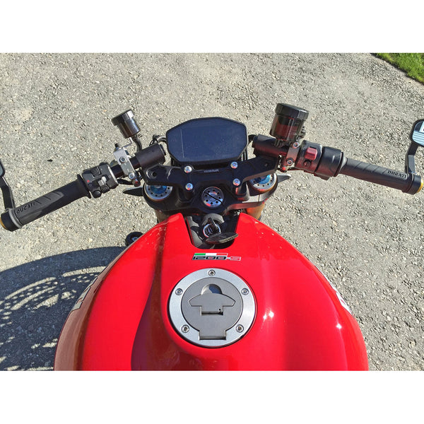 Woodcraft Ducati Monster 1200 '14-16 Front Mount 35mm Eccentric Adapter Plate , Black Bars