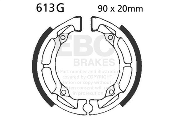 EBC 03-06 Kawasaki KDX 50 A1-A6F Front Grooved Brake Shoes (90 x 20mm) - 613G
