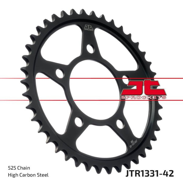 JT Sprockets 525 Zinc Black Heat-Induction Hardened Rear Sprocket, 42T (JTR1331.42ZBK)