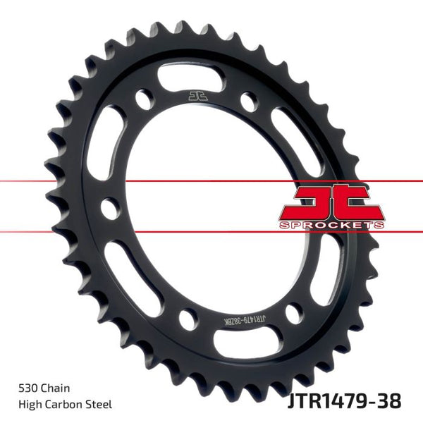 JT Sprockets 530 Steel Rear Sprocket, 38T (JTR1479.38ZBK)