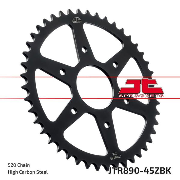 JT Sprockets 520 Zinc Black Heat-Induction Hardened Rear Sprocket, 45T (JTR890.45ZBK)