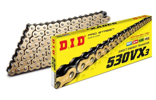 D.I.D 530VX3 X-Ring Chain Gold & Black — 122 Links