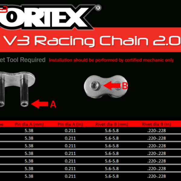 Vortex V3 2.0 Master Link Rivet 530RX3-RCL — Black (530RX3-RCL)