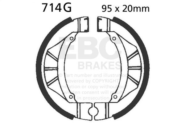 EBC 84-88 Kawasaki KDX 80 Front Grooved Brake Shoes (95 x 20mm) - 714G