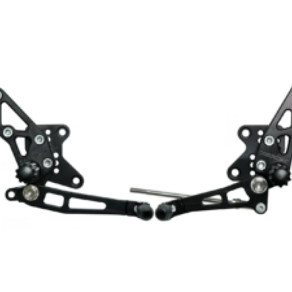 Vortex 08-13 Kawasaki EX250 Ninja,13-17 EX300 Ninja Adjustable Rearsets — Black (RS424K)