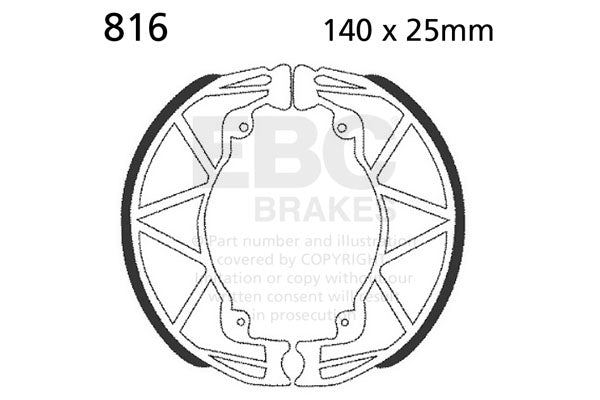 EBC 08-12 Aprilia Sport City 50 4T Rear Brake Shoe — 816