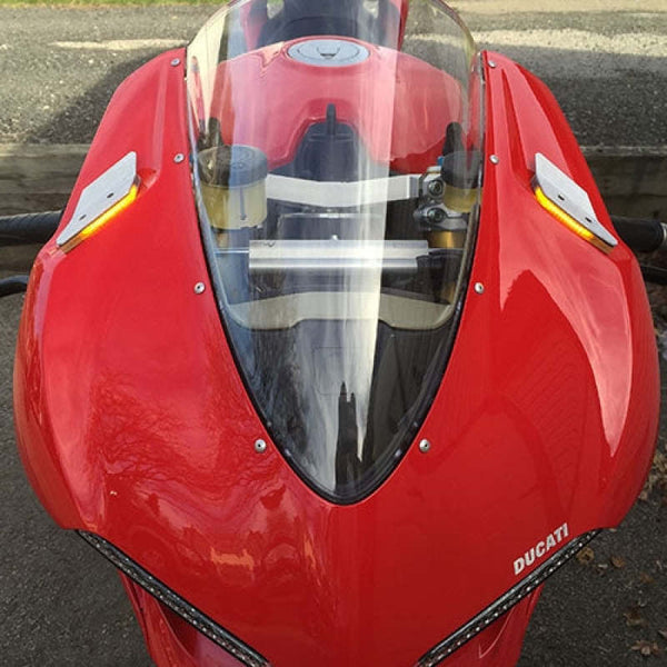 New Rage Cycles 15-19 Ducati 1299 Panigale Mirror Block Off Turn Signals Brushed Aluminum — 1299-MBO-A