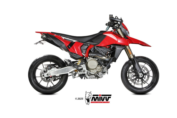 MIVV MX-5 Black Steel Carbon Tip Slip-On Exhaust (D.055.LC5B) for 2024-2026 Ducati Hypermotard 698 Mono