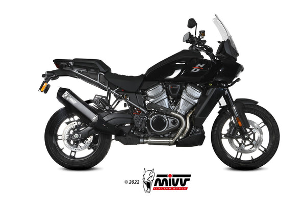 MIVV Speed Edge Black Slip-On Exhaust (HD.003.LRB) for 2021-2025 Harley-Davidson Pan America