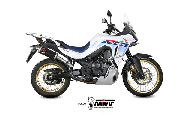MIVV Dakar Stainless Steel Black Slip-On Exhaust (H.087.LDKB) for 2023-2025 Honda XL750 Transalp