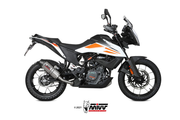 MIVV Oval Titanium Slip-On Exhaust with Carbon Cap (KT.024.L4C) for 2020-2022 KTM 390 Adventure