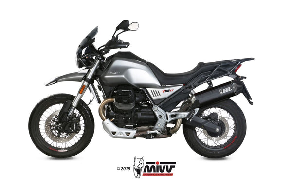 MIVV Speed Edge Black Slip-On Exhaust (M.013.LRB) for 2019-2022 Moto Guzzi V85 TT