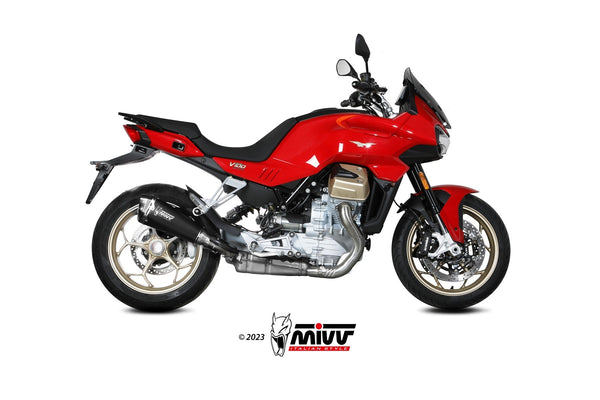 MIVV Delta Race Black Slip-On Exhaust (M.015.LDRB) for 2022-2024 Moto Guzzi V100 Mandello