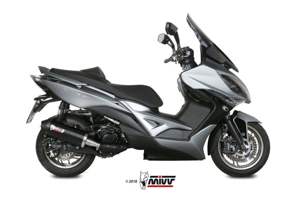 MIVV Oval Black Slip-On Exhaust with Carbon Cap (O.010.LVC) for 2013-2018 Kymco Xciting 400i