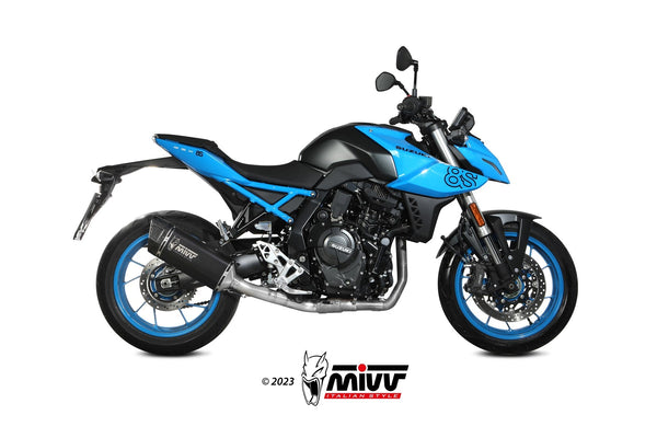 MIVV SR-1 Black Stainless High-Mount Complete Exhaust (S.063.LR1XB) for 2022-2024 Suzuki GSX-8S/R