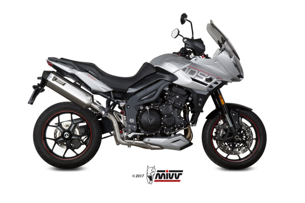 MIVV Speed Edge Stainless Slip-On Exhaust (T.017.LRX) for 2017-2020 Triumph Tiger 1050 Sport
