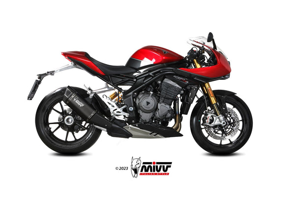 MIVV SR1 Titanium Black Slip-On Exhaust (T.025.LR1TB) for 2021-2023 Triumph Speed Triple 1200 RR/RS