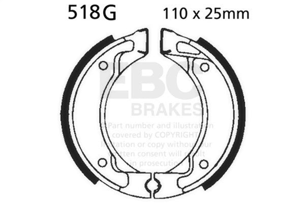 EBC 88-90 Yamaha DT 50 Front Grooved Brake Shoes (110 x 25mm) - 518G