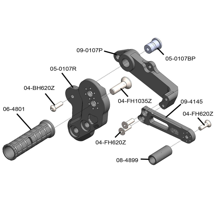 Woodcraft Kawasaki Z125 Rearset Complete - STD Shift