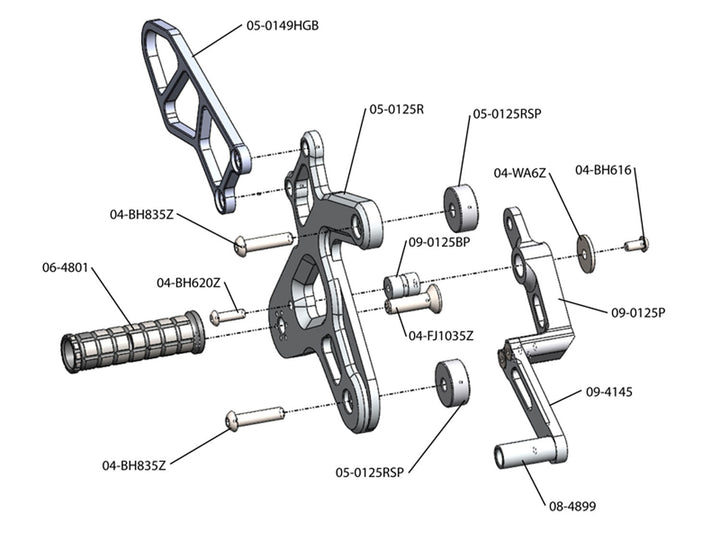 Woodcraft 2012-16 Kawasaki Ninja 650R Complete Rearset
