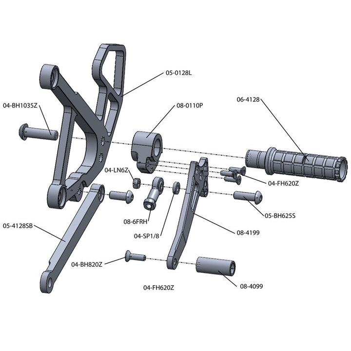 Woodcraft 2009-11 Kawasaki Ninja 650R Complete Rearset