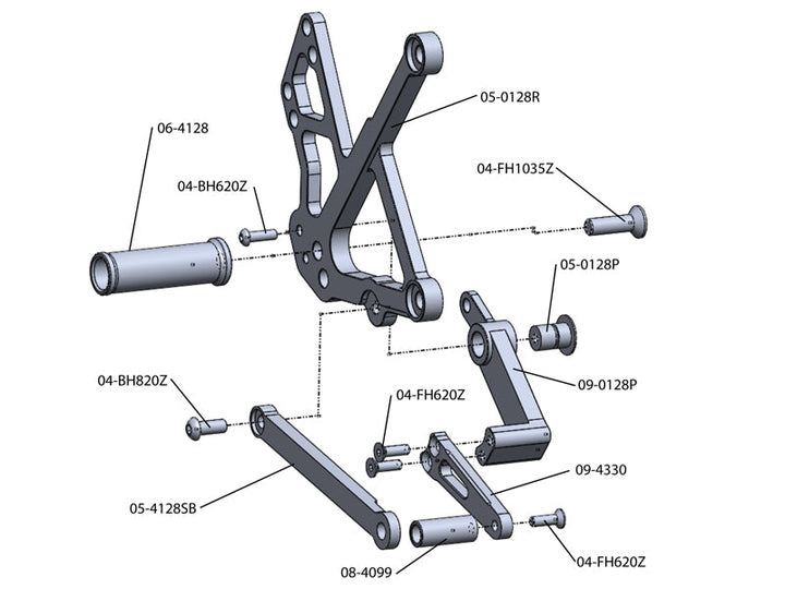 Woodcraft 2009-11 Kawasaki Ninja 650R Complete Rearset