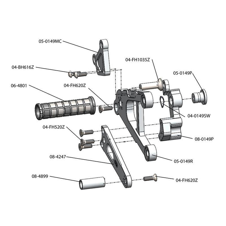 Woodcraft 2013-18 Kawasaki ZX636 Complete Rearset - STD/GP Shift