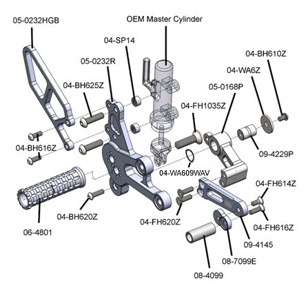 Woodcraft Suzuki GSX8S/R Complete GP Shift Rearset Kit W/Pedals