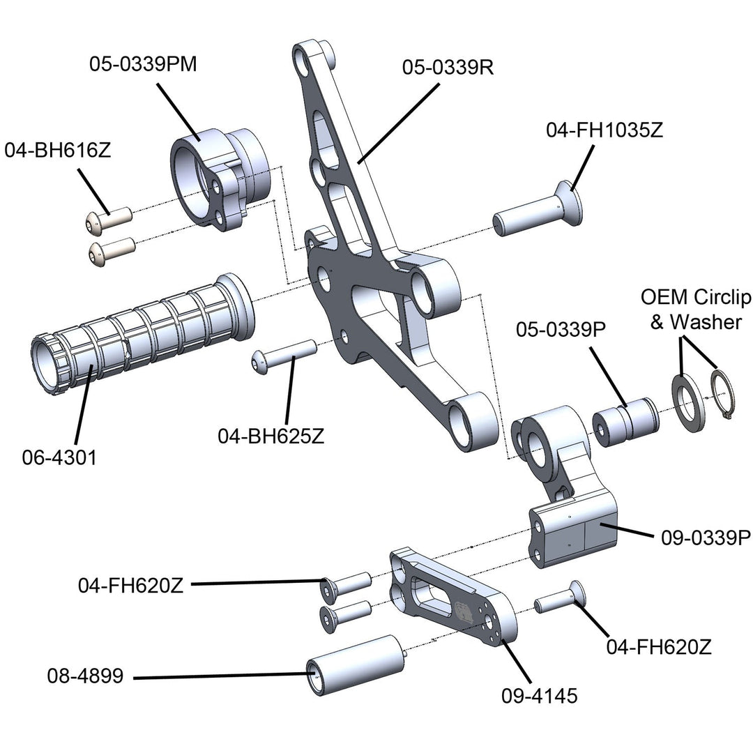 Woodcraft Honda CBR1000RR Complete Rearset