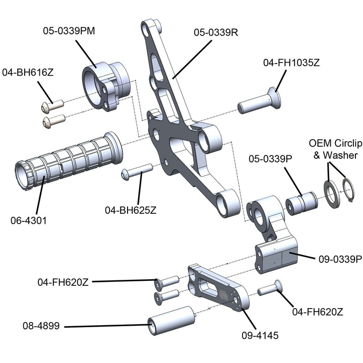 Woodcraft Honda CBR1000RR Complete Rearset