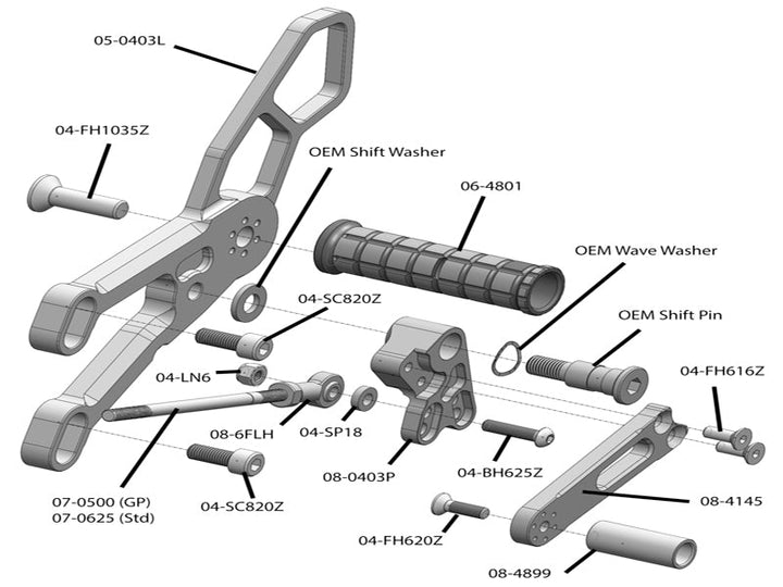 Woodcraft Yamaha R3 Rearset - GP Shift