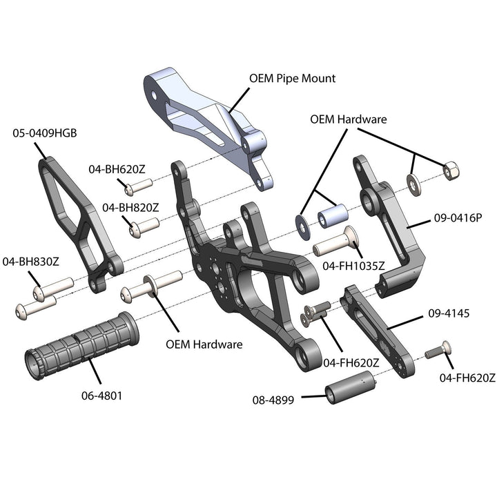 Woodcraft 2017-2021 Yamaha FZ10 / MT10 Complete Rearset