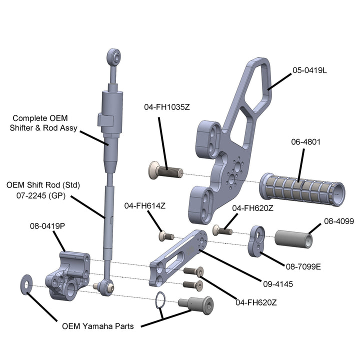 Woodcraft Yamaha XSR900 Rearset Kit, Complete W/Pedals