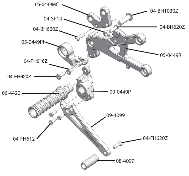 Woodcraft 2006-16 Yamaha R6 Rearset - GP Shift