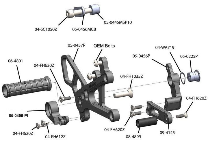 Woodcraft Yamaha R6 Rearset - STD Shift