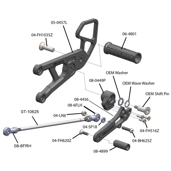 Woodcraft Yamaha R6 Rearset - GP Shift