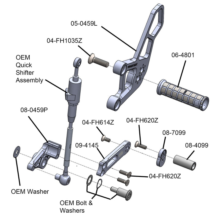 Woodcraft Yamaha R9 Rearset Complete - STD/GP Shift
