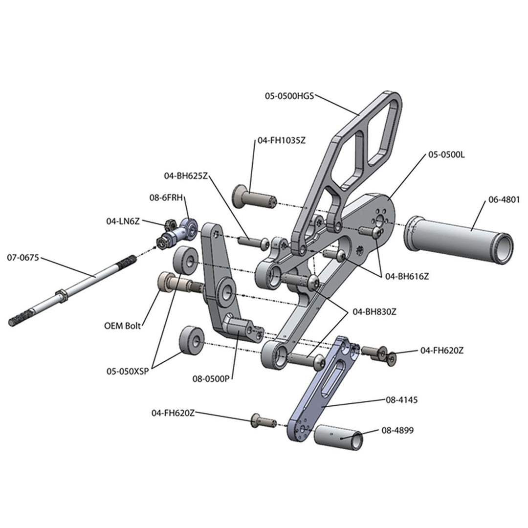 Woodcraft 2006-12 Triumph Daytona 675 Rearset - STD Shift
