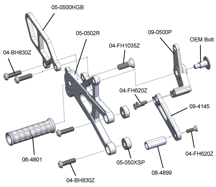 Woodcraft 2006-12 Triumph Daytona 675 Rearset - GP Shift
