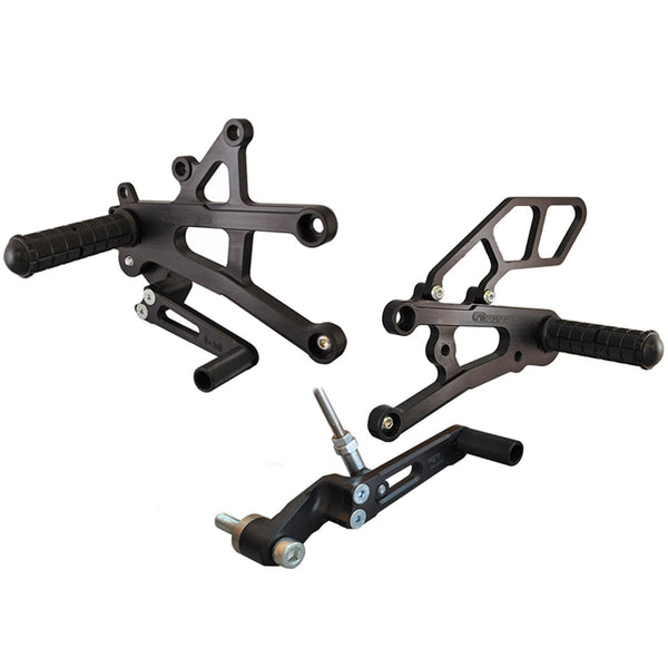 Woodcraft Triumph Street Triple Rearset Kit, GP Shift W/O QS - Complete W/Shift and Brake Pedals