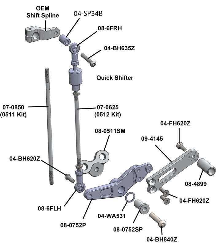 Woodcraft Triumph Daytona 675/R/Street Triple Rearsets - GP Shift w/QS Rod - RACE USE ONLY (No Side Stand)