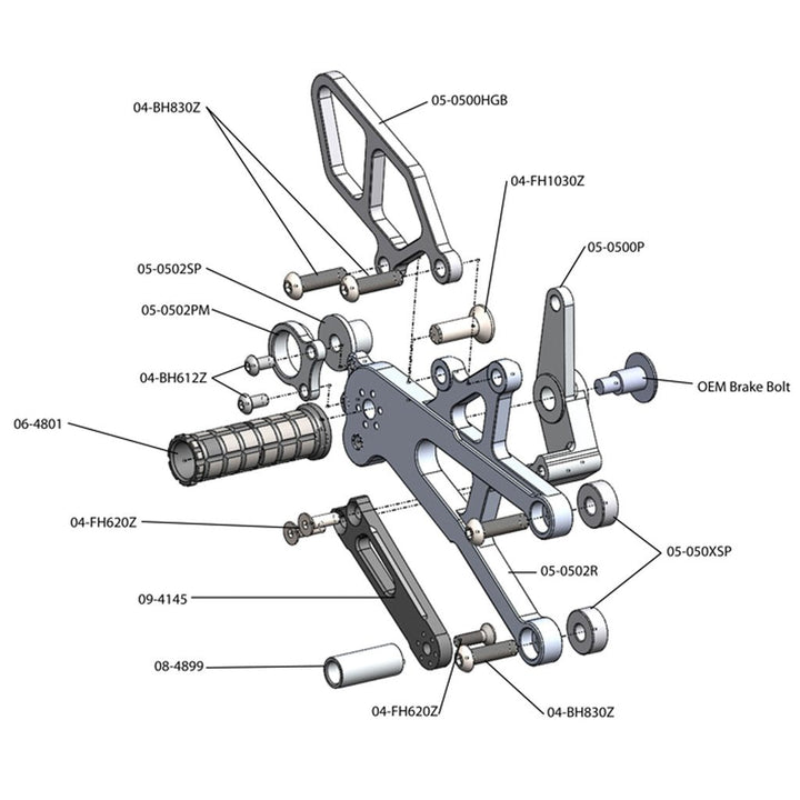 Woodcraft Triumph Street 765 Rearsets - STD Shift w/QS