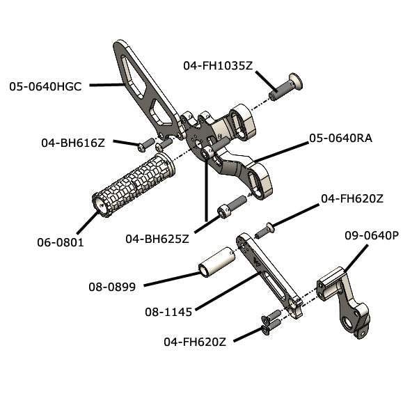 Woodcraft Ducati 848/1098/1198/848 EVO Complete Rearset - Clear
