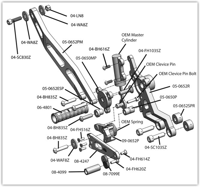 Woodcraft Ducati 821 Hypermotard Complete Rearset