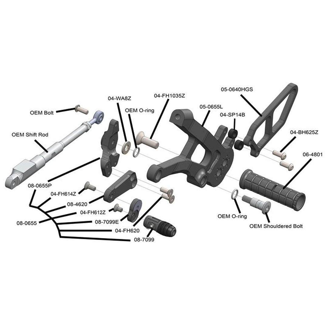 Woodcraft Ducati Panigale 2021-24 V4 Rearset Kit