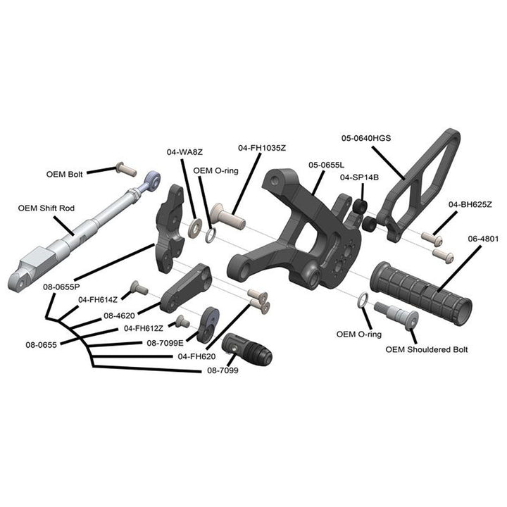 Woodcraft Ducati Panigale 2021-24 V4 Rearset Kit