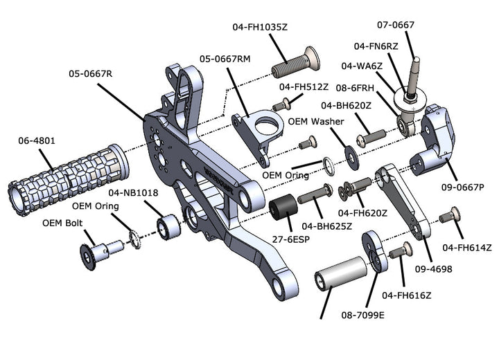 Woodcraft Ducati V4 Complete Rearset