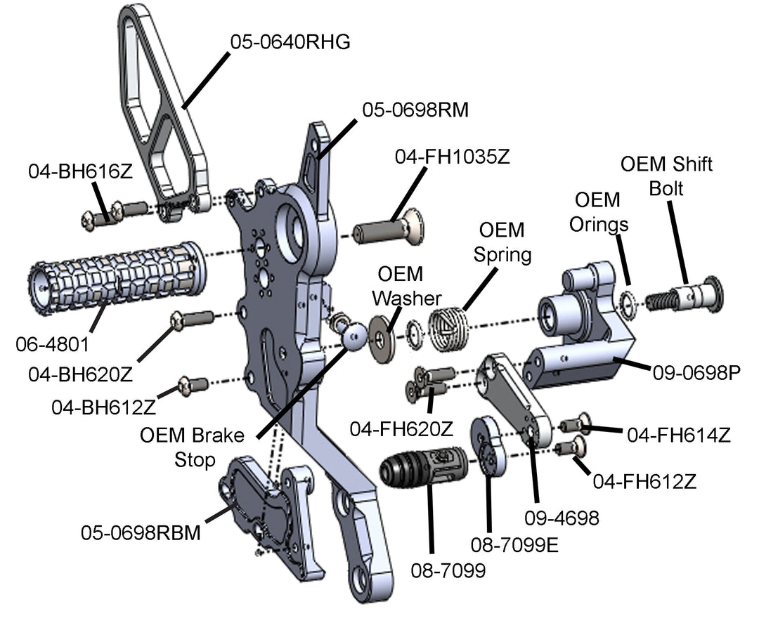 Woodcraft Ducati Hypermotard 698 Mono Rearset Kit - GP Shift
