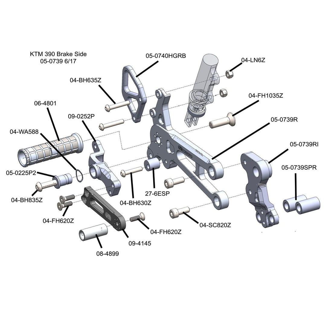 Woodcraft 2015-20 KTM RC390 Complete Rearset