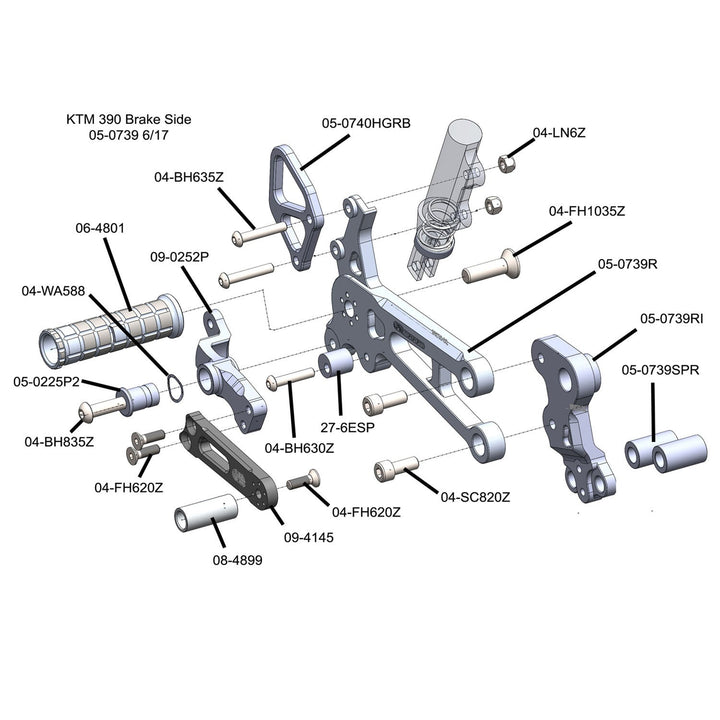 Woodcraft 2015-20 KTM RC390 Complete Rearset